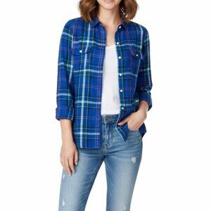 Rustic Outfitters Vintage 100% Cotton Plaid Snap Button Shirt Sz Med Normcore